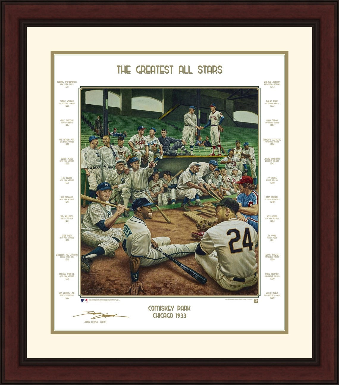 MLB Baseball's Greatest All-Stars Exclusive Dream Scene Framed Lithograph Artwork Print-Powers Sports Memorabilia