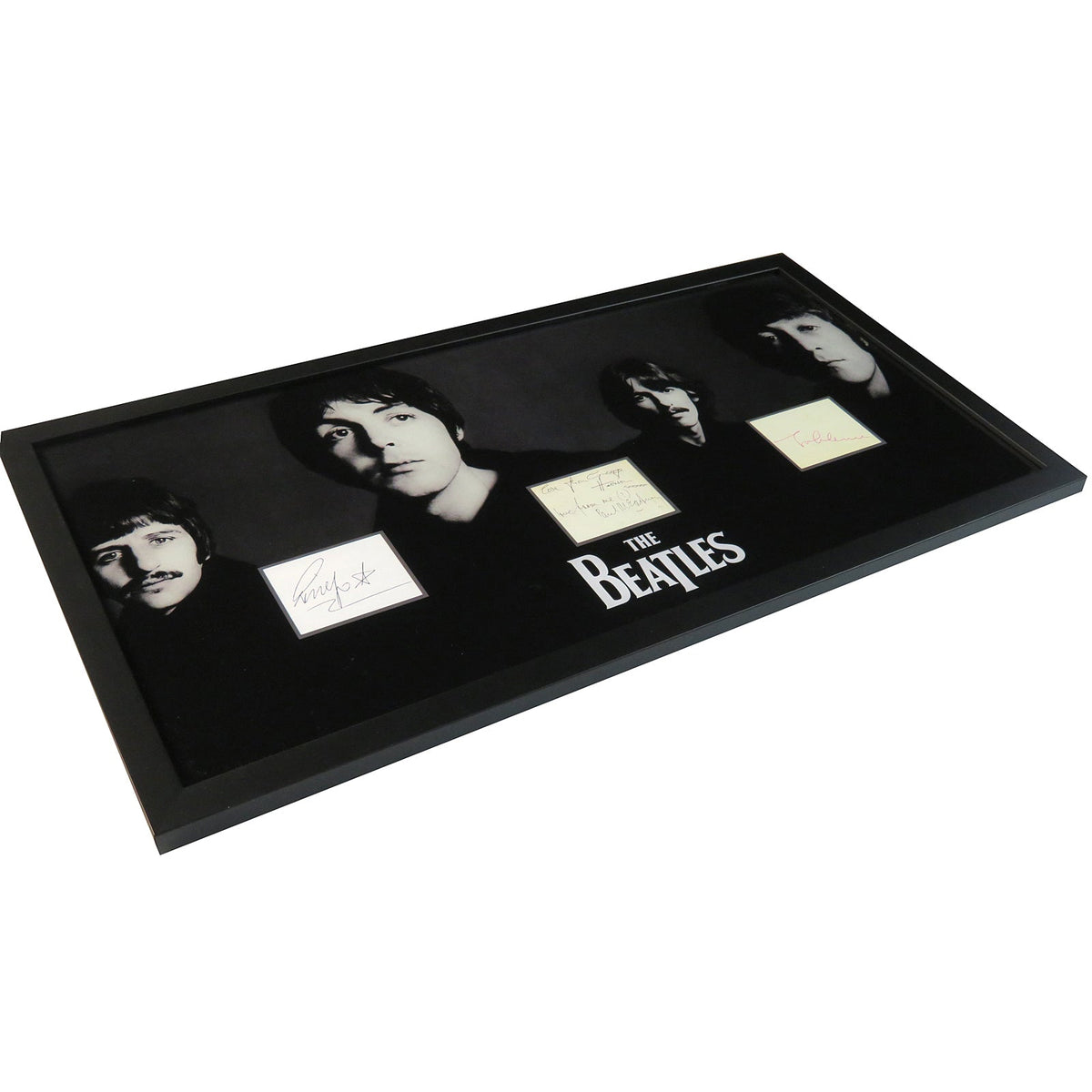 Autographed The Beatles Band Cut Music Display 15 by 30 Framed Piece - JSA, BAS, Caiazzo-Powers Sports Memorabilia