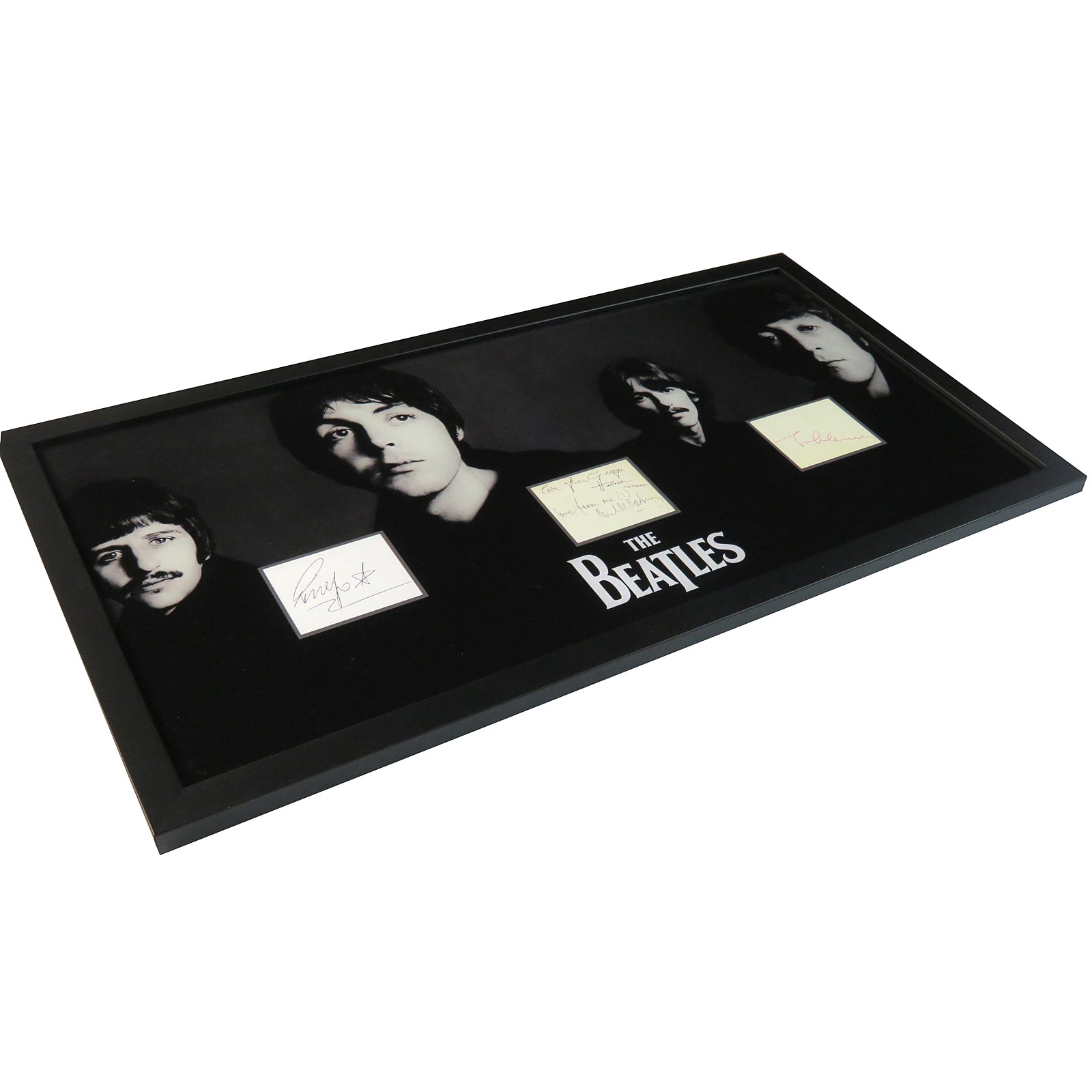 Autographed The Beatles Band Cut Music Display 15 by 30 Framed Piece - JSA, BAS, Caiazzo-Powers Sports Memorabilia