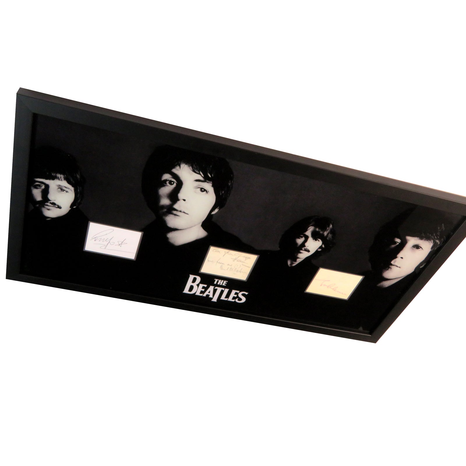 Autographed The Beatles Band Cut Music Display 15 by 30 Framed Piece - JSA, BAS, Caiazzo-Powers Sports Memorabilia