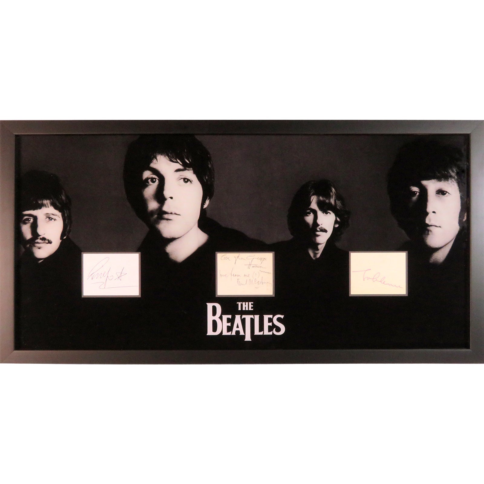 Autographed The Beatles Band Cut Music Display 15 by 30 Framed Piece - JSA, BAS, Caiazzo-Powers Sports Memorabilia