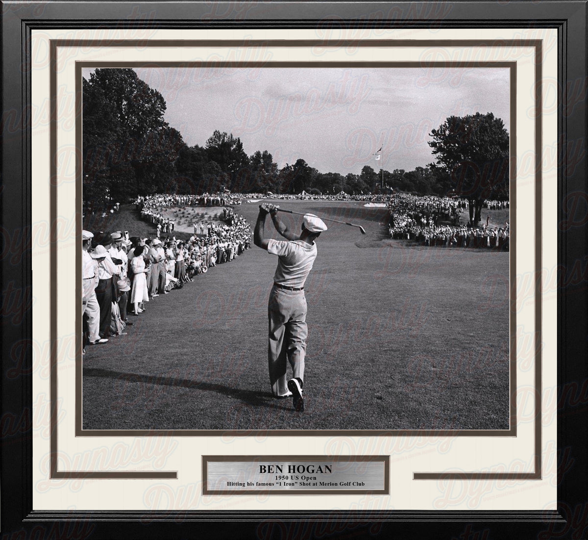 Ben Hogan 1-Iron Shot at the 1950 US Open at Merion Framed Golf Display Photo-Powers Sports Memorabilia