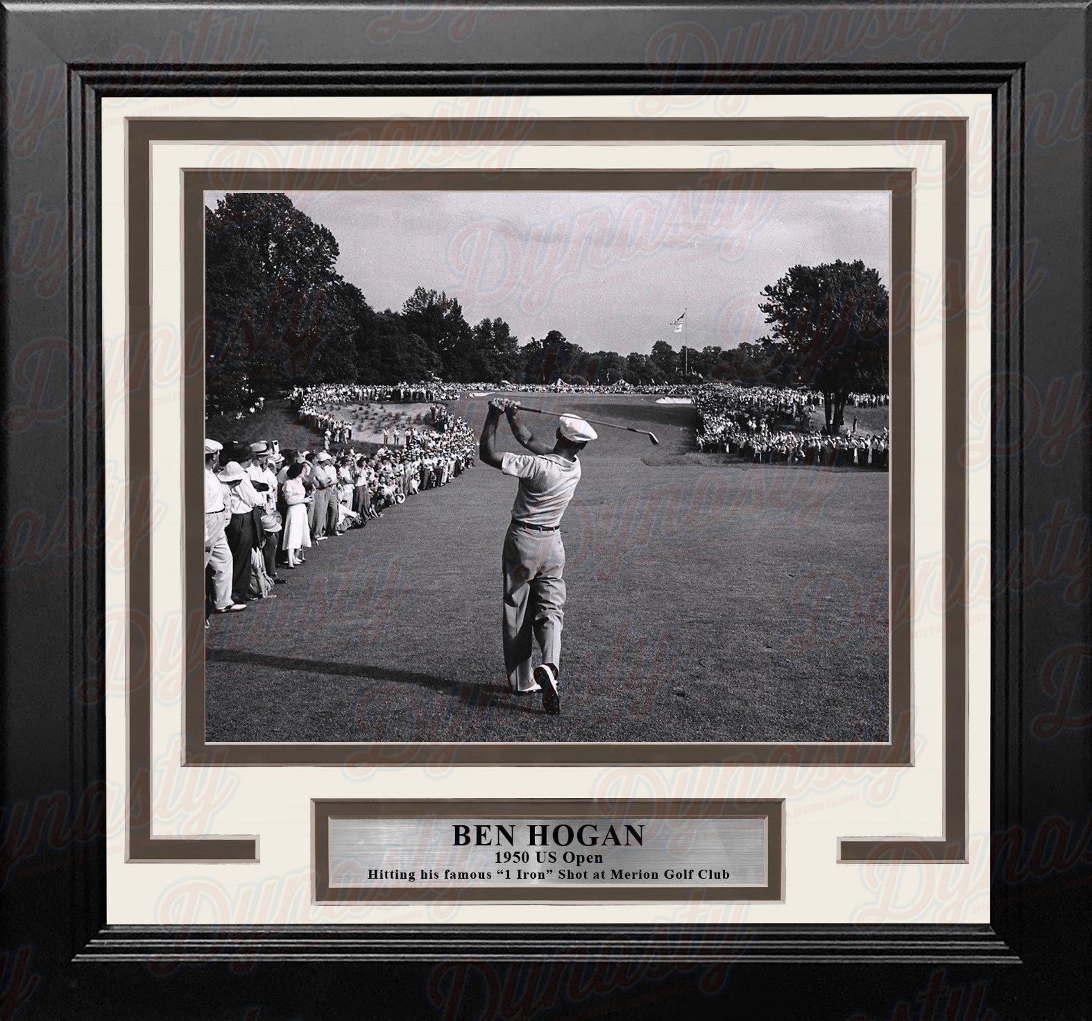 Ben Hogan 1-Iron Shot at the 1950 US Open at Merion Framed Golf Display Photo-Powers Sports Memorabilia