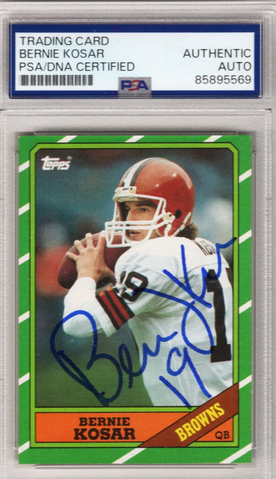 Bernie Kosar Autographad Cleveland Browns Topps 1986 Rookie Card #187 PSA AUTHENTIC AUTO-Powers Sports Memorabilia