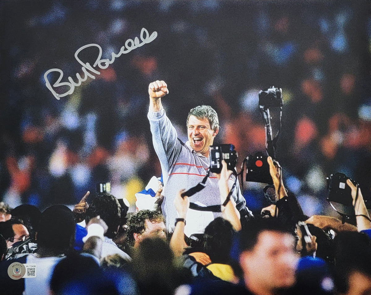 Bill Parcells Autographed New York Giants Super Bowl XXI Champions 11x14 Photo Beckett Witnessed-Powers Sports Memorabilia