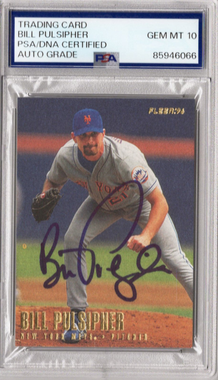 Bill Pulsipher Signed New York Mets 1996 Fleer #487 Card PSA AUTO GRADE GEM MT 10-Powers Sports Memorabilia