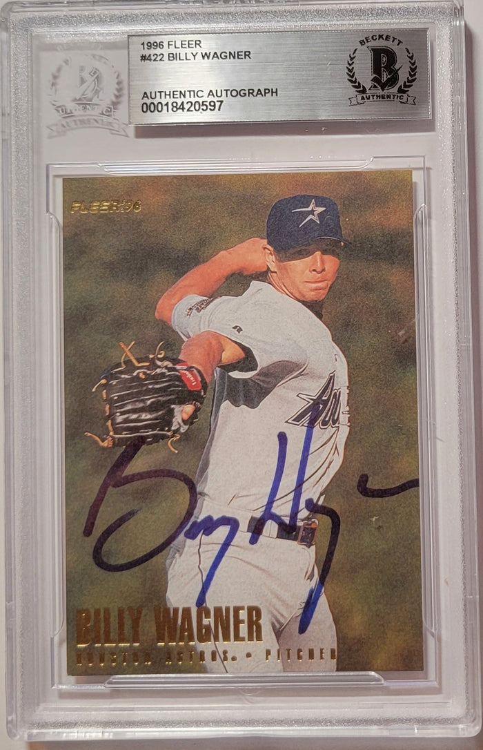 Billy Wagner Signed Houston Astros 1996 Fleer #422 Rookie Card - Beckett-Powers Sports Memorabilia