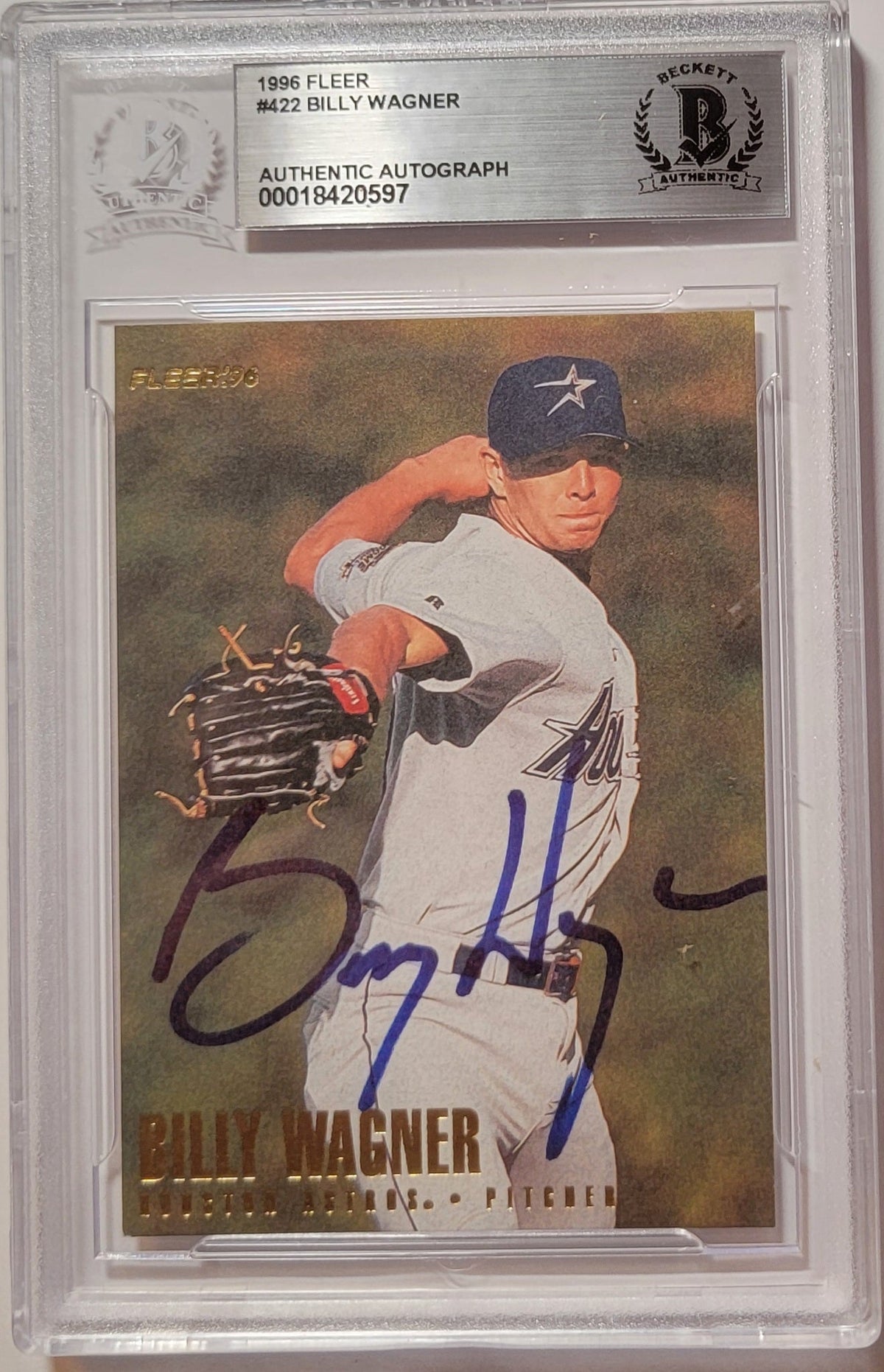 Billy Wagner Signed Houston Astros 1996 Fleer #422 Rookie Card - Beckett-Powers Sports Memorabilia