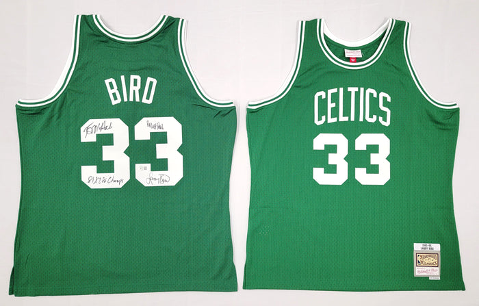Larry Bird Kevin McHale Robert Parish Signed Boston Celtics Green Mitchell & Ness Swingman Jersey W/ 81,84,86 Champs - Beckett-Powers Sports Memorabilia