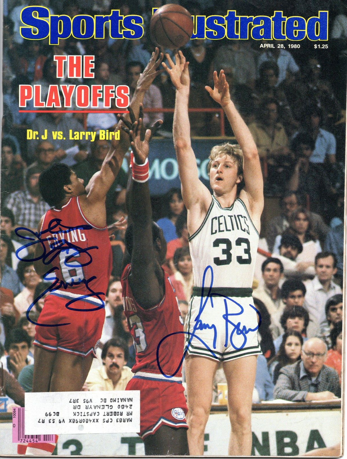 Larry Bird Julius Erving Signed Celtics 76ers Sports Illustrated 4/28/80 - Beckett-Powers Sports Memorabilia