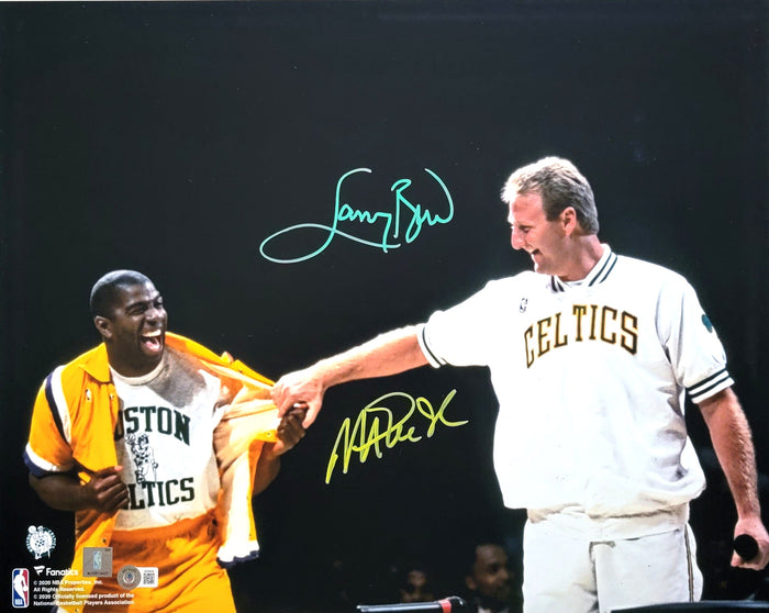 Larry Bird & Magic Johnson Signed Celtics Lakers 16x20 Photo Beckett Witnessed #2-Powers Sports Memorabilia