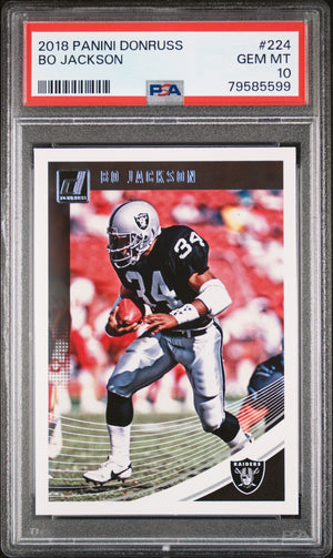 Bo Jackson 2018 Panini Donruss Football Card #224 Graded PSA 10-Powers Sports Memorabilia