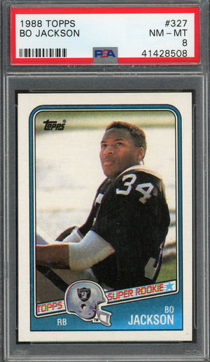 Bo Jackson Los Angeles Raiders 1988 Topps Football Rookie Card RC #327 Graded PSA 8-Powers Sports Memorabilia