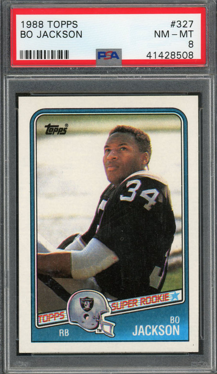 Bo Jackson Los Angeles Raiders 1988 Topps Football Rookie Card RC #327 Graded PSA 8-Powers Sports Memorabilia