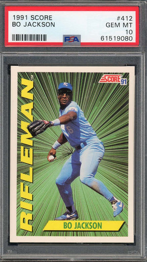 Bo Jackson 1991 Score Baseball Card #412 Graded PSA 10-Powers Sports Memorabilia
