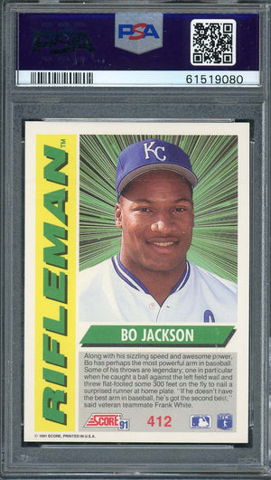 Bo Jackson 1991 Score Baseball Card #412 Graded PSA 10-Powers Sports Memorabilia
