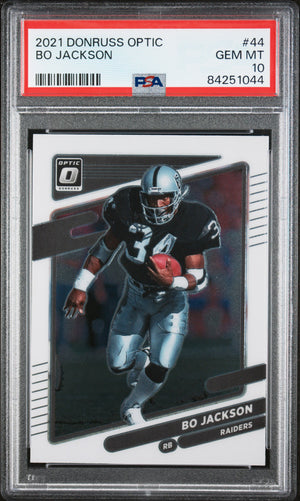 Bo Jackson 2021 Panini Donruss Optic Football Card #44 Graded PSA 10-Powers Sports Memorabilia