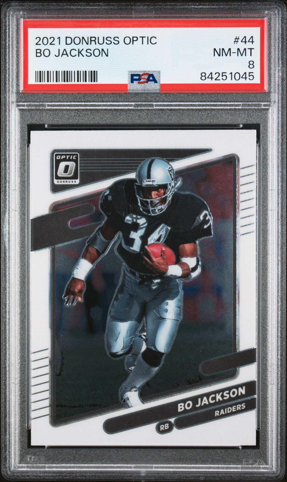 Bo Jackson 2021 Panini Donruss Optic Football Card #44 Graded PSA 8-Powers Sports Memorabilia