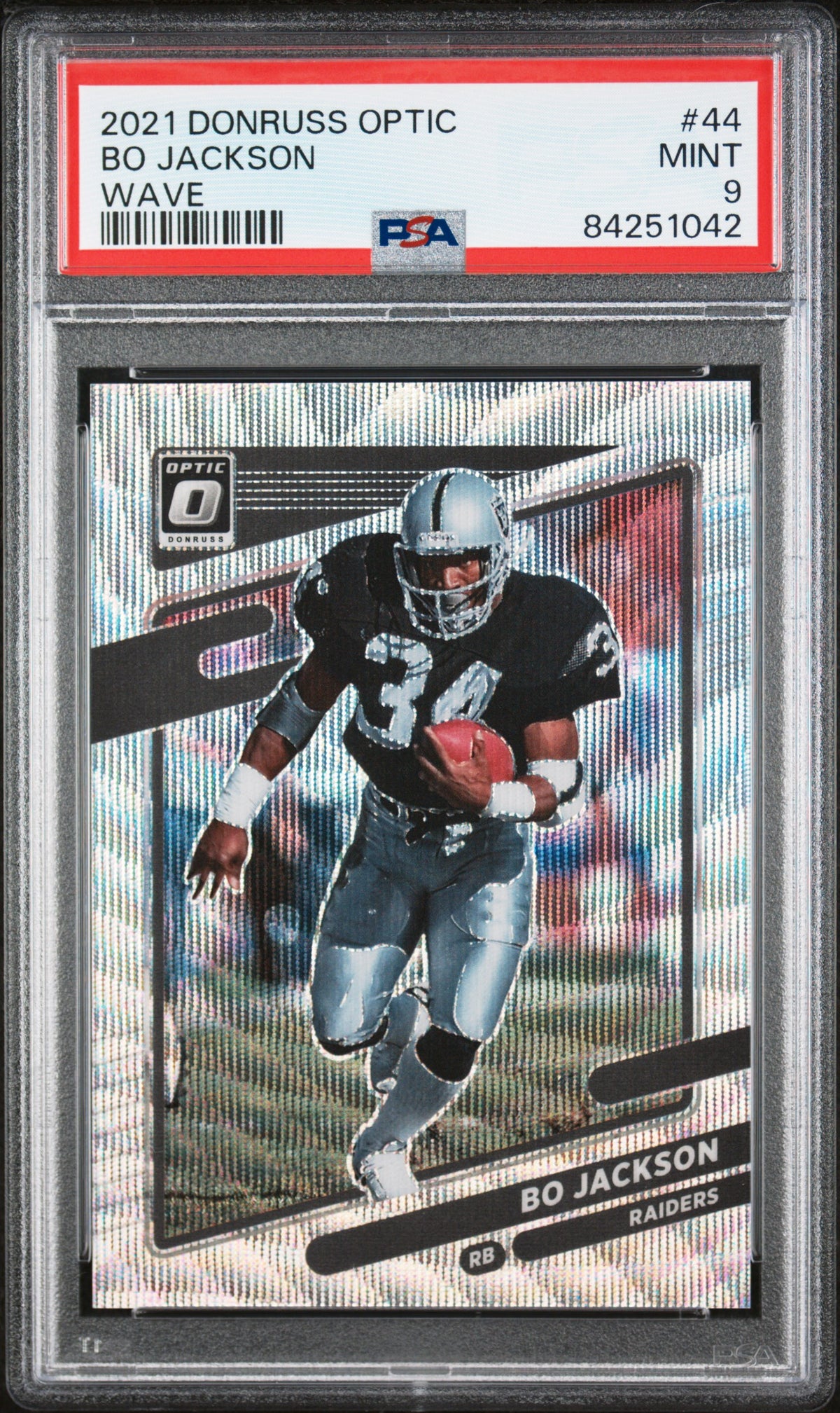 Bo Jackson 2021 Panini Donruss Optic Wave Football Card #44 Graded PSA 9-Powers Sports Memorabilia