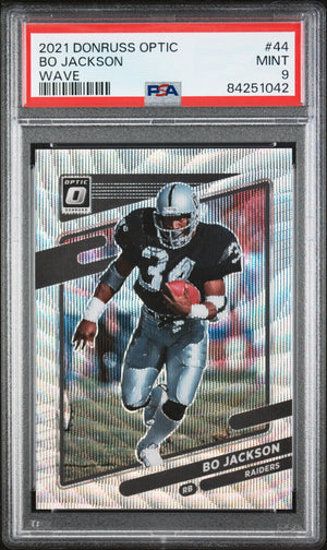 Bo Jackson 2021 Panini Donruss Optic Wave Football Card #44 Graded PSA 9-Powers Sports Memorabilia