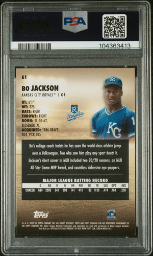 Bo Jackson 2023 Topps Stadium Club Sepia Signed Card #61 Auto Graded PSA 10-Powers Sports Memorabilia