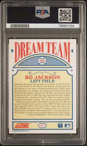 Bo Jackson 1990 Score Baseball Card #687 Graded PSA 10-Powers Sports Memorabilia