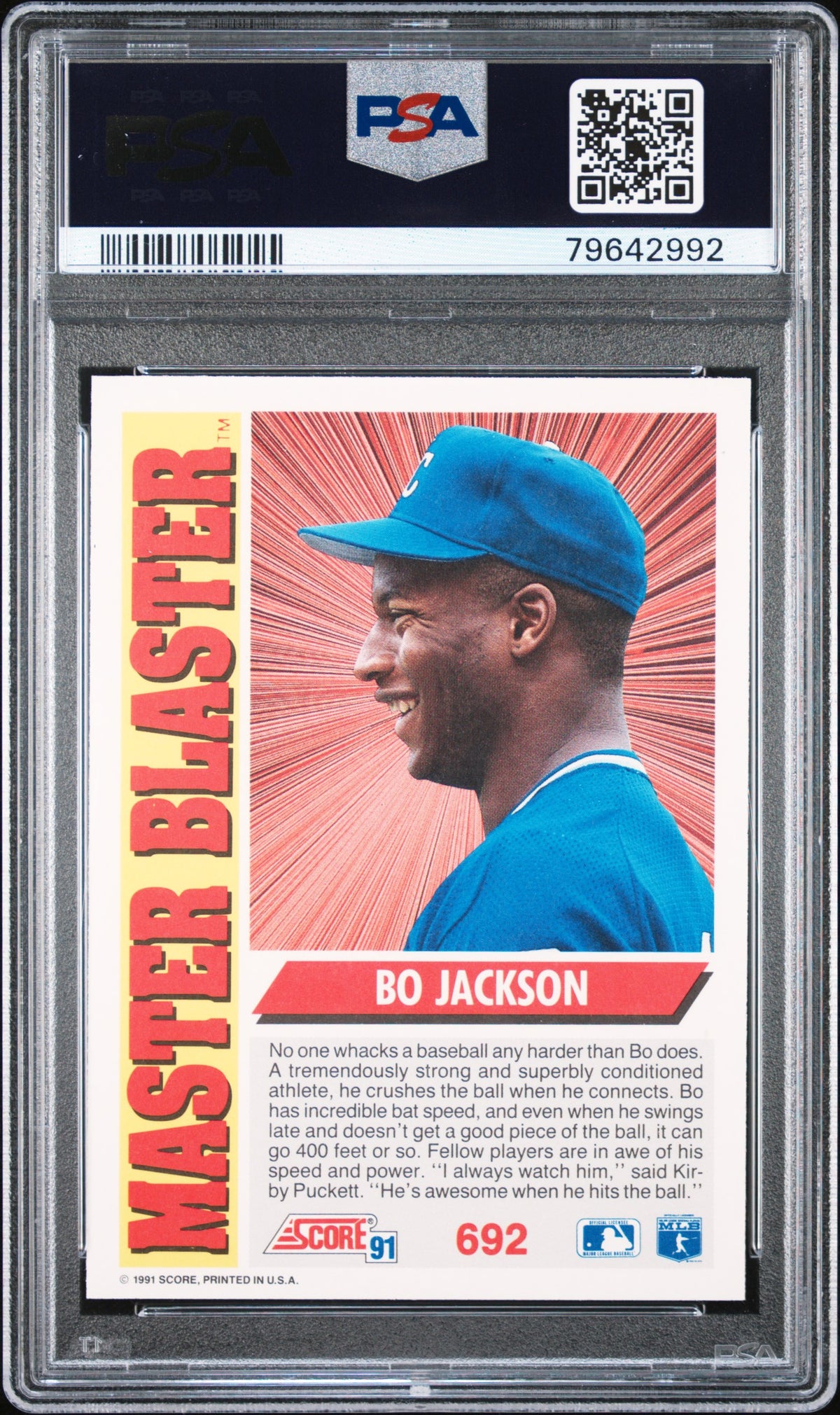 Bo Jackson 1991 Score Baseball Card #692 Graded PSA 10-Powers Sports Memorabilia