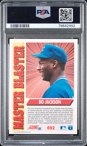 Bo Jackson 1991 Score Baseball Card #692 Graded PSA 10