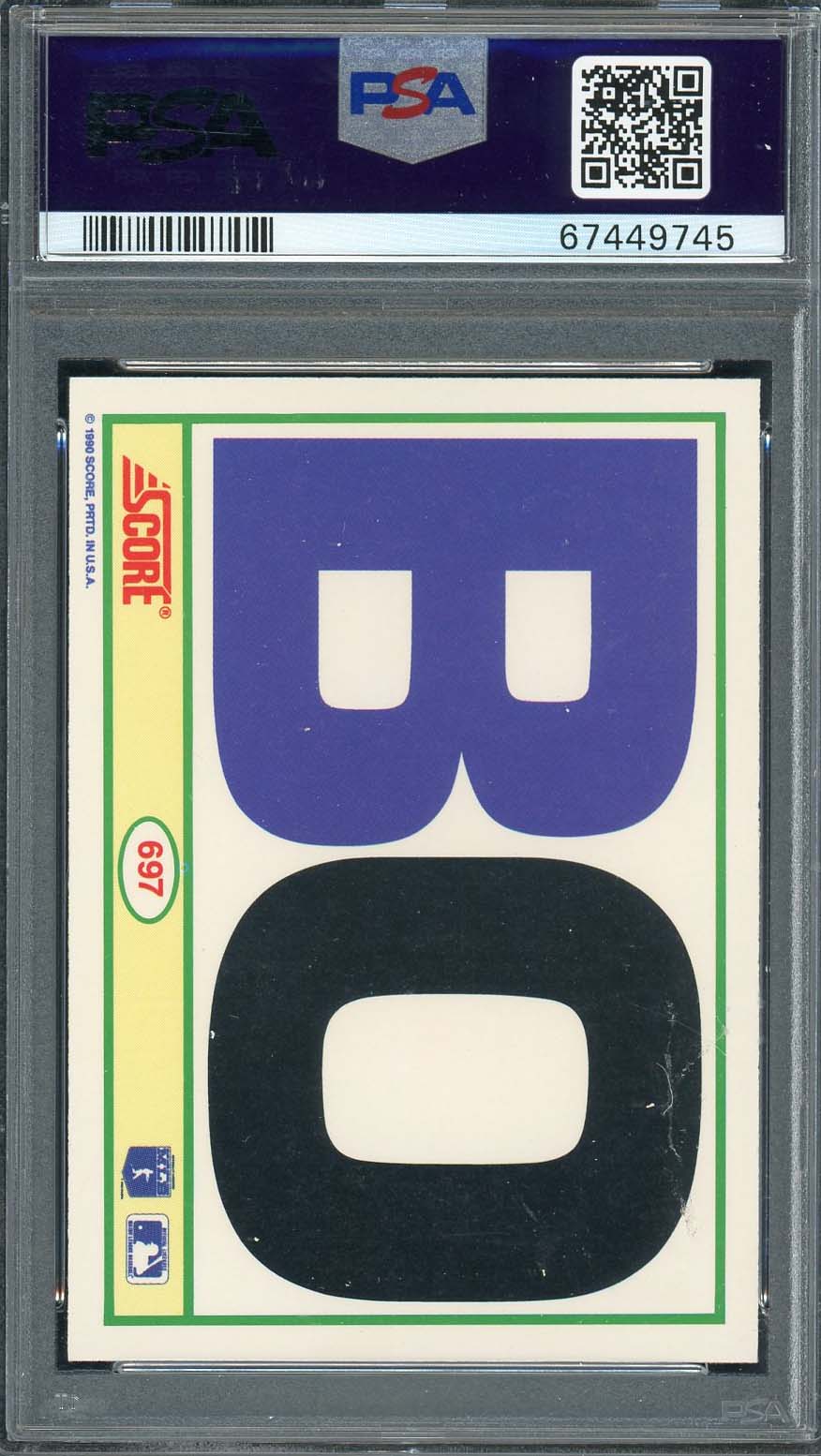 Bo Jackson 1990 Score Bat on Shoulders Baseball Card #697 Graded PSA 7-Powers Sports Memorabilia