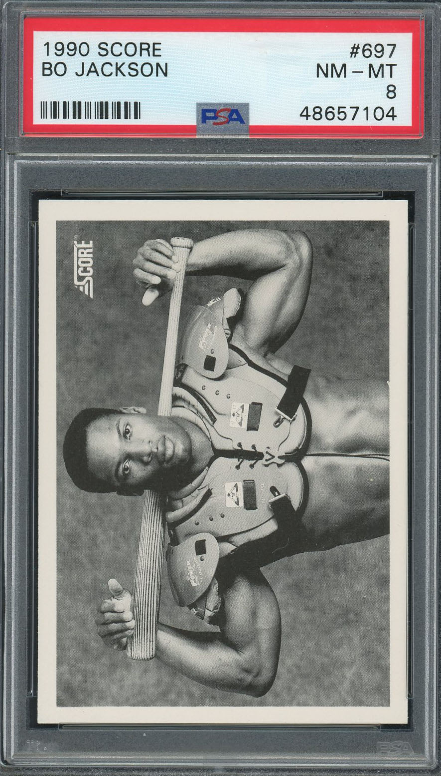 Bo Jackson 1990 Score Bat on Shoulders Baseball Card #697 Graded PSA 8-Powers Sports Memorabilia