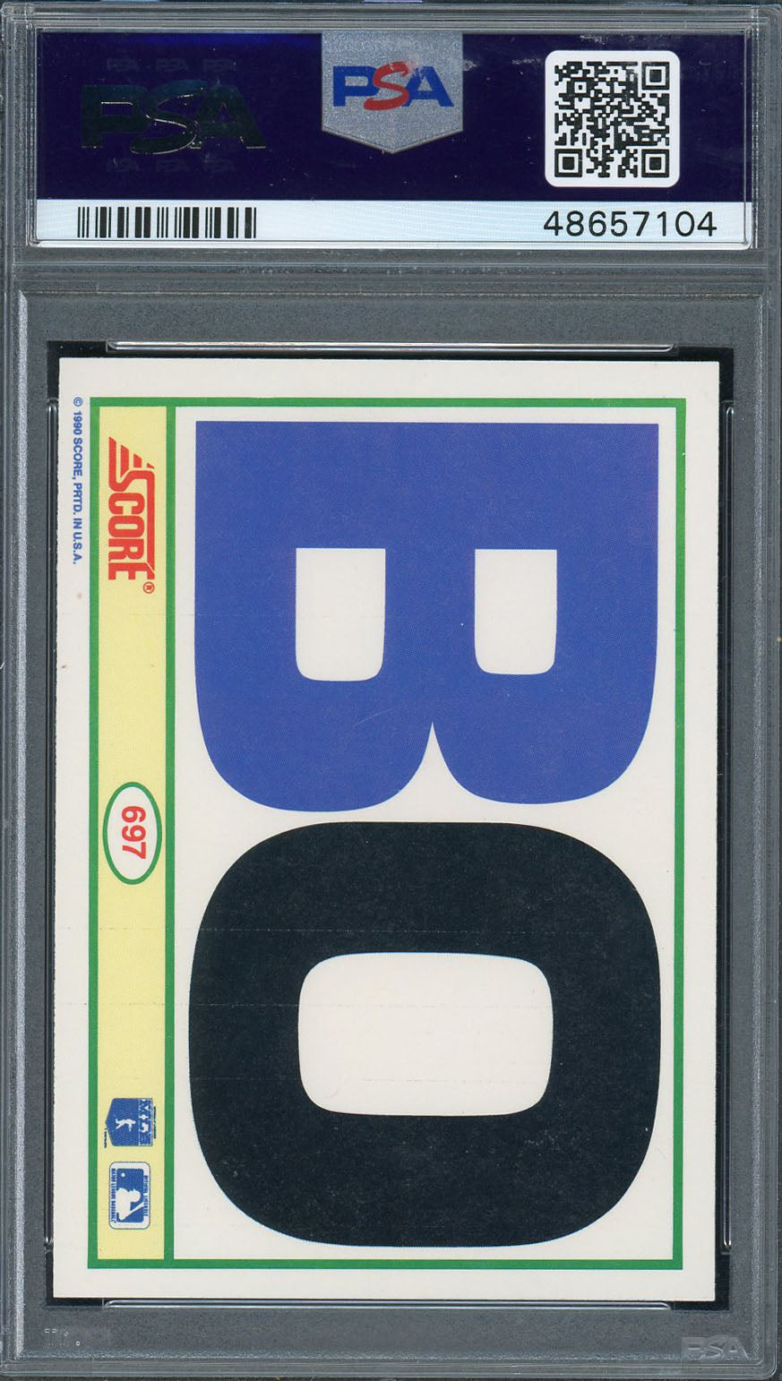 Bo Jackson 1990 Score Bat on Shoulders Baseball Card #697 Graded PSA 8-Powers Sports Memorabilia