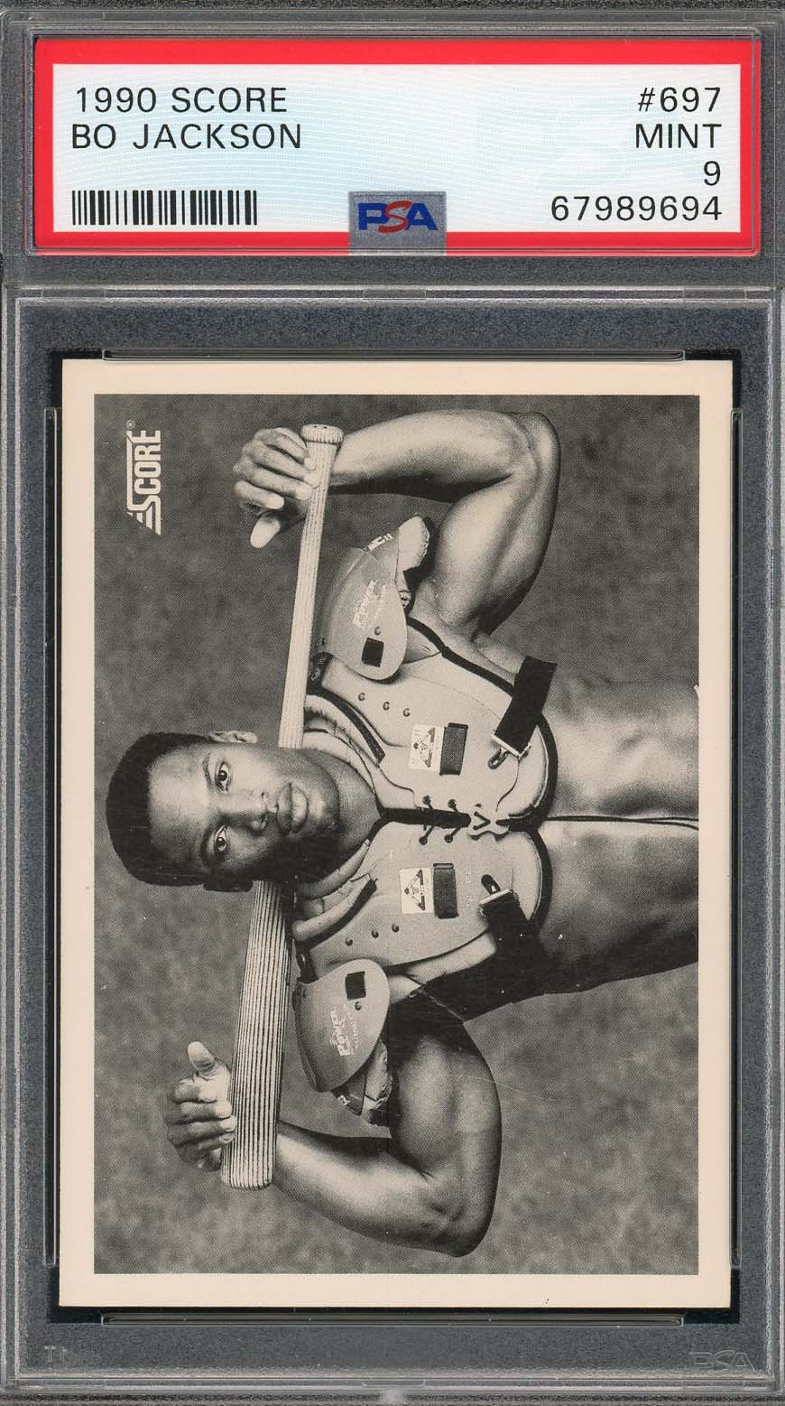 Bo Jackson 1990 Score Bat on Shoulders Baseball Card #697 Graded PSA 9-Powers Sports Memorabilia