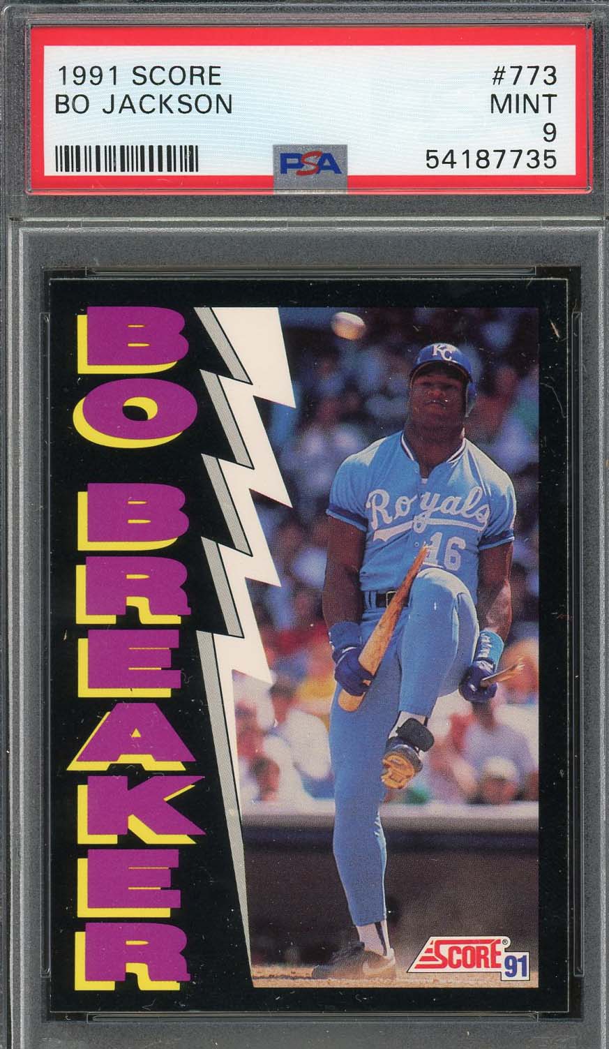 Bo Jackson 1991 Score Bo Breaker Baseball Card #773 Graded PSA 9-Powers Sports Memorabilia