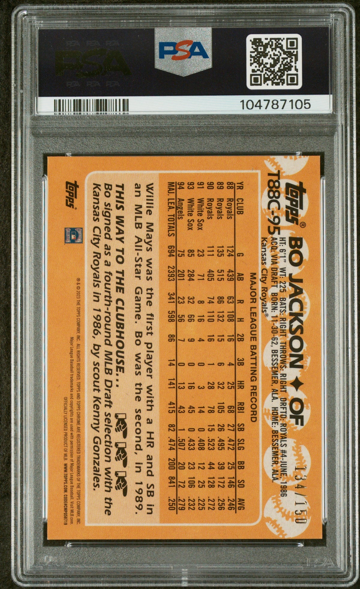 Bo Jackson 2023 Topps Silver Pack Blue Refractor Signed Card #T88C95 Auto PSA-Powers Sports Memorabilia