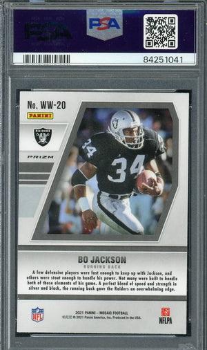 Bo Jackson 2021 Panini Mosaic Will to Win Football Card #WW20 Graded PSA 9-Powers Sports Memorabilia
