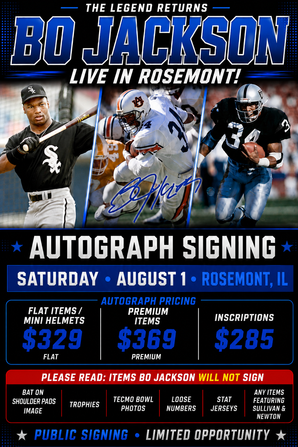 Bo Jackson Autograph Signing-Powers Sports Memorabilia