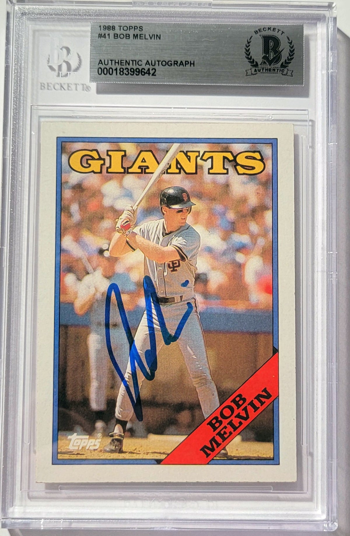Bob Melvin Signed San Francisco Giants 1988 Topps Card #41 Beckett-Powers Sports Memorabilia