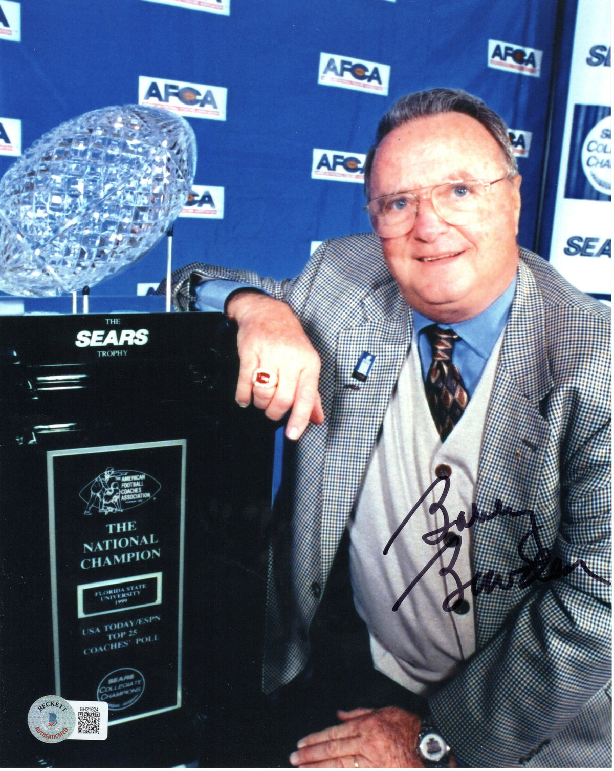 Bobby Bowden Signed Florida State Seminoles 1999 National Champs 8x10 Photo Beckett-Powers Sports Memorabilia