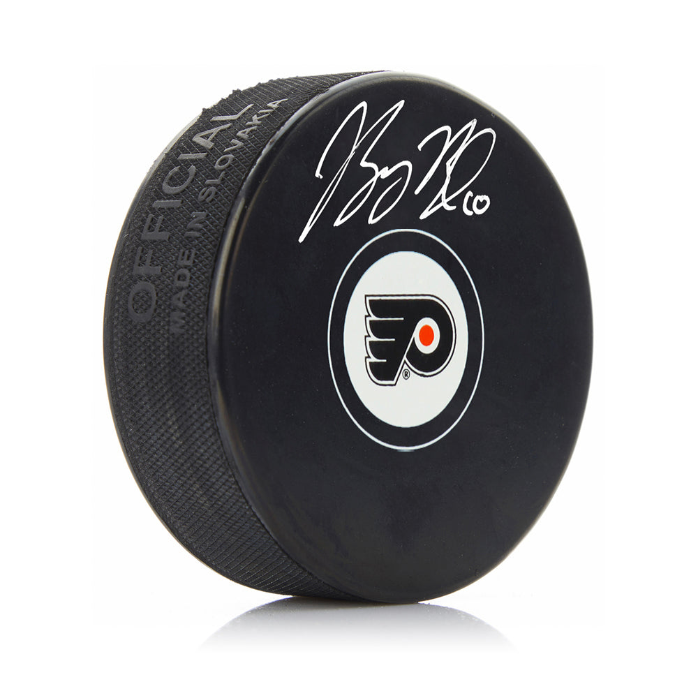 Bobby Brink Signed Philadelphia Flyers Hockey Logo Puck with Silver Signature-Powers Sports Memorabilia