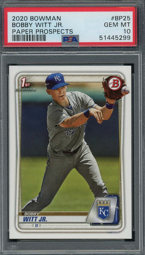 Bobby Witt Jr 2020 Bowman Paper Prospects Rookie Card RC #BP25 Graded PSA 10-Powers Sports Memorabilia