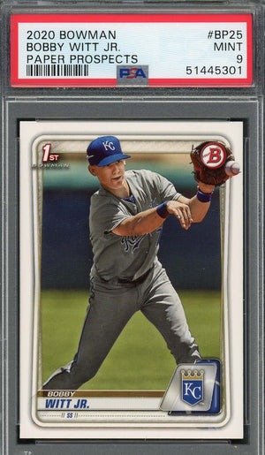 Bobby Witt Jr 2020 Bowman Paper Prospects Rookie Card #BP25 Graded PSA 9-Powers Sports Memorabilia
