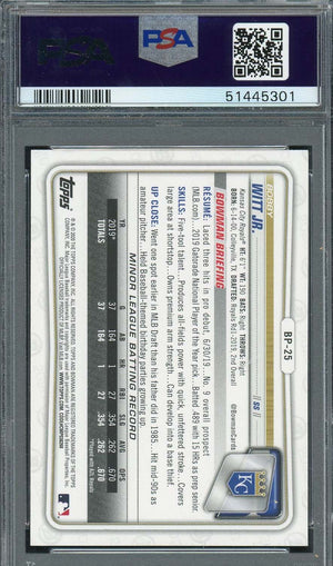 Bobby Witt Jr 2020 Bowman Paper Prospects Rookie Card #BP25 Graded PSA 9-Powers Sports Memorabilia
