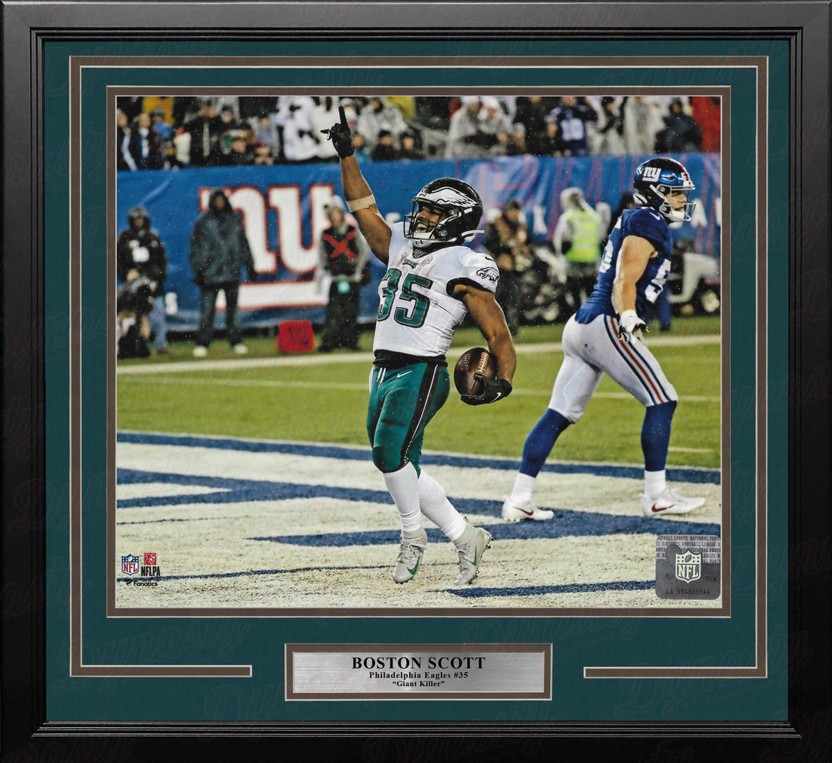 Boston Scott Touchdown Celebration v. Giants Philadelphia Eagles 11" x 14" Framed Football Display Photo-Powers Sports Memorabilia