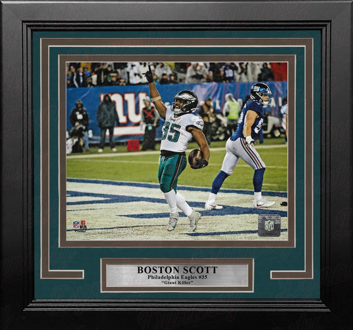 Boston Scott Touchdown Celebration v. Giants Philadelphia Eagles 8" x 10" Framed Football Display Photo-Powers Sports Memorabilia