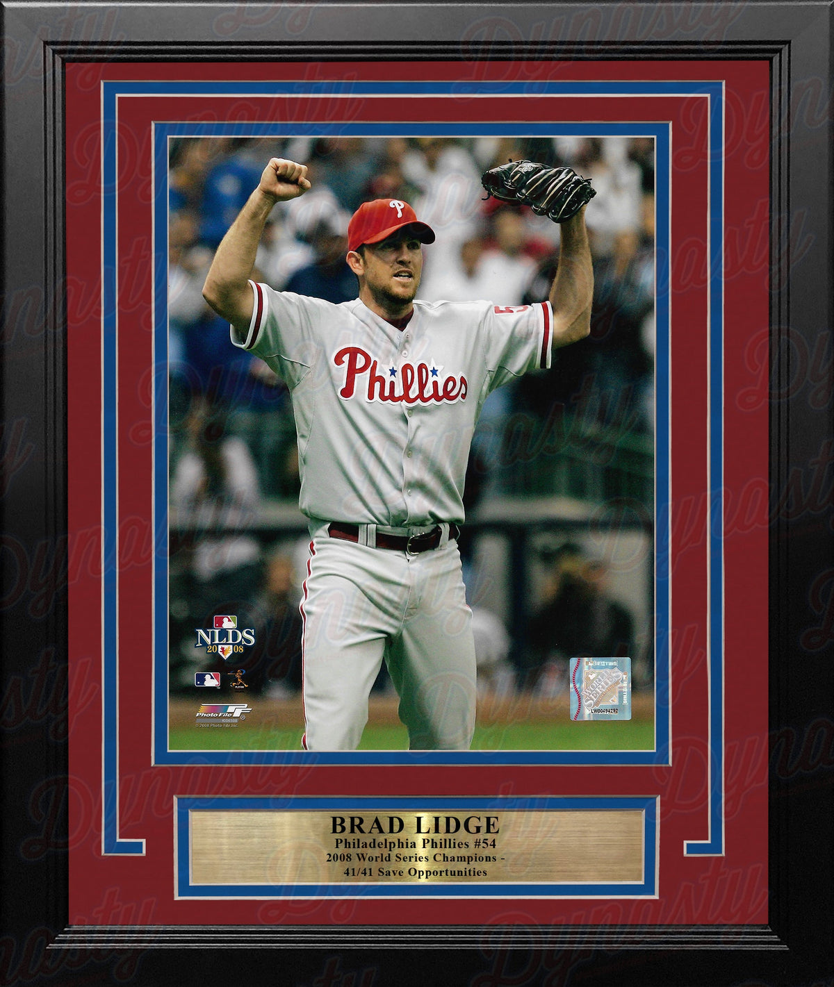Brad Lidge 2008 Playoff Action Philadelphia Phillies 8" x 10" Framed Baseball Display Photo-Powers Sports Memorabilia