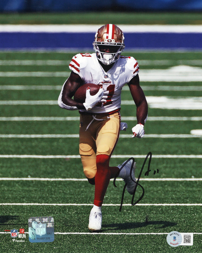 Brandon Aiyuk Signed San Francisco 49ers 8x10 Photo Beckett Witnessed White Jersey-Powers Sports Memorabilia
