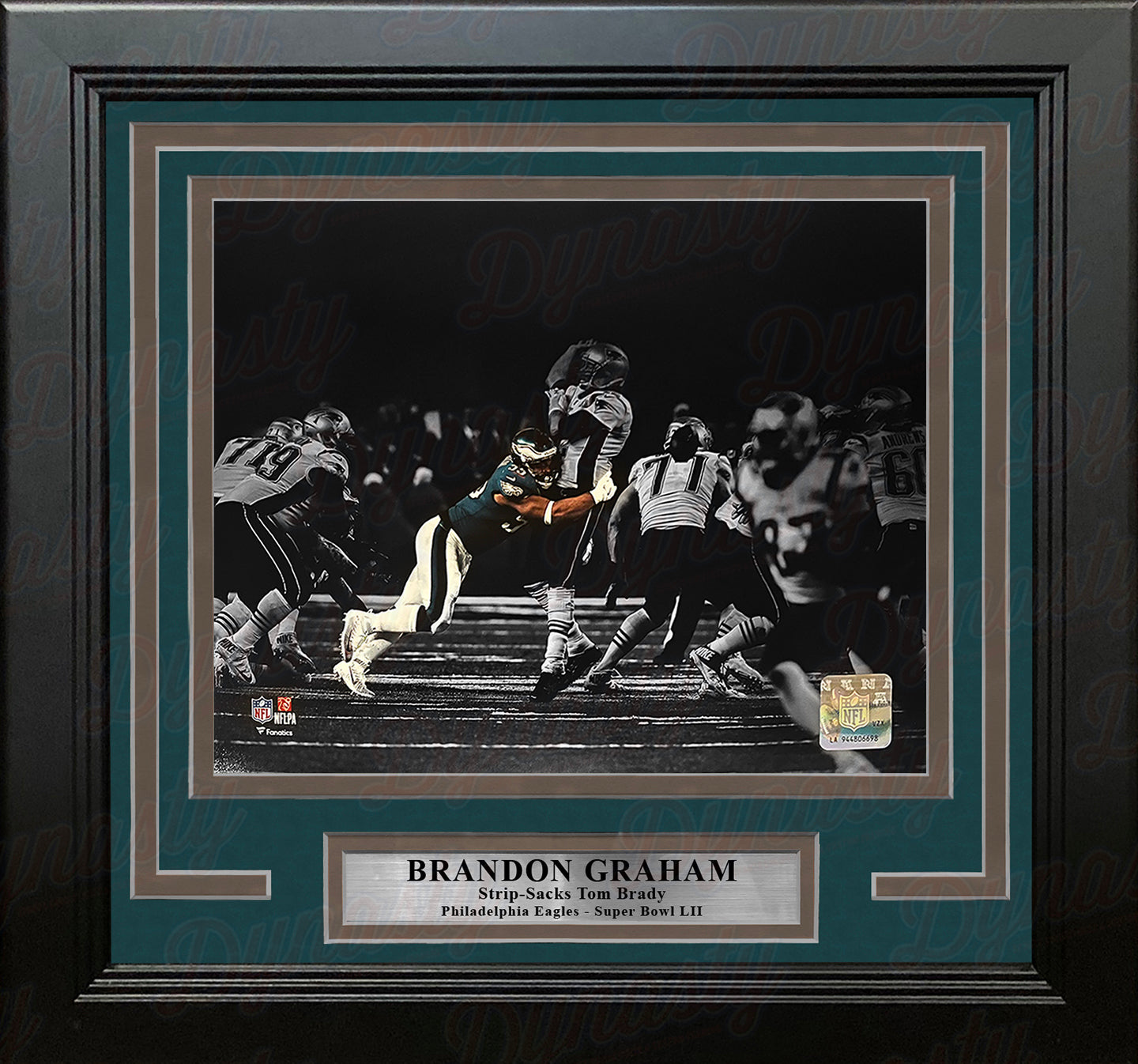 Brandon Graham Sacks Tom Brady Philadelphia Eagles 8" x 10" Super Bowl LII Blackout Framed Football Display Photo