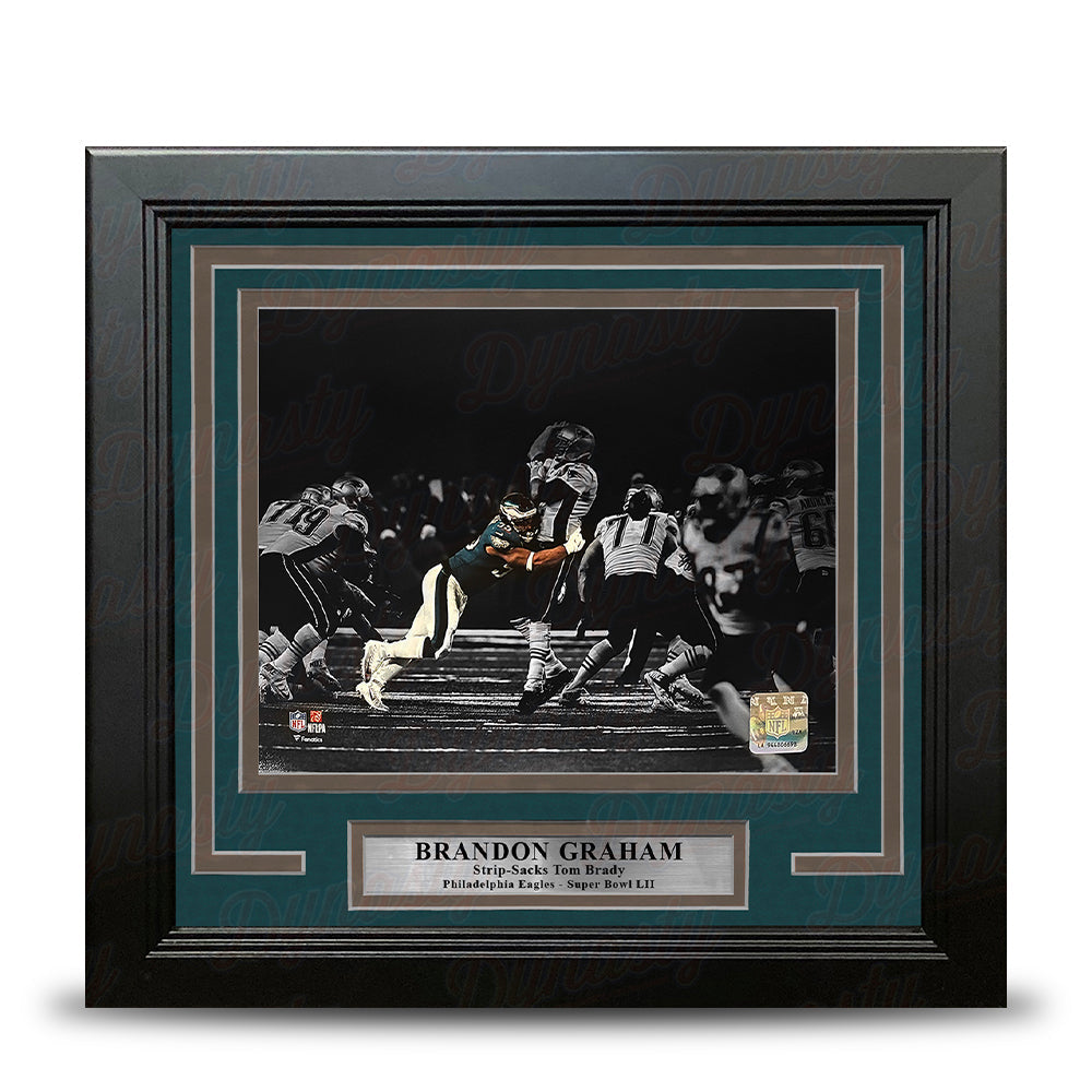 Brandon Graham Sacks Tom Brady Philadelphia Eagles 8" x 10" Super Bowl LII Blackout Framed Football Display Photo