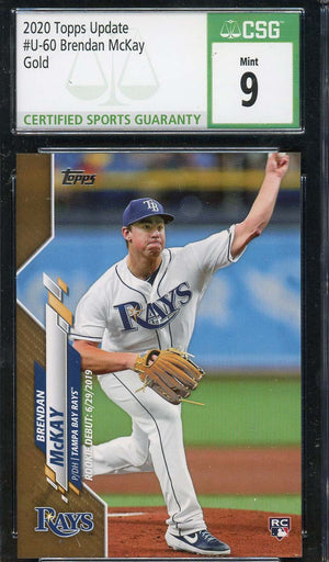 Brendan McKay 2020 Topps Update Gold Baseball Rookie Card #U-60 CSG 9 /2020-Powers Sports Memorabilia