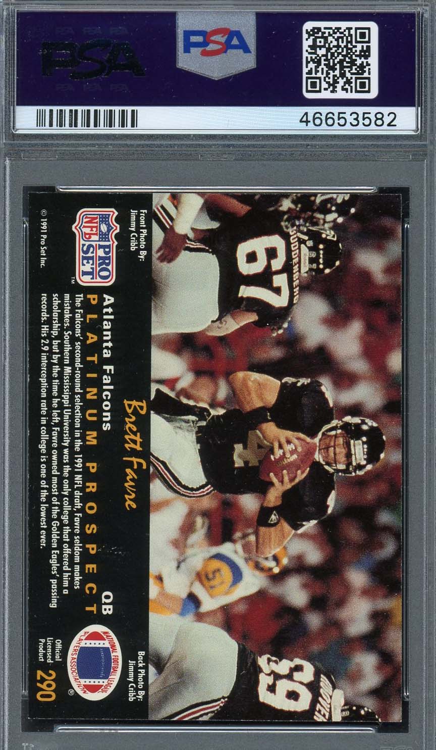 Brett Favre 1991 Pro Set Platinum Football Rookie Card #290 PSA 9-Powers Sports Memorabilia